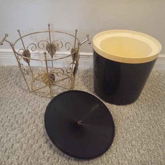 Vintage THERMOS ice bucket, black & gold, rare and retro - Picture 2 of 10